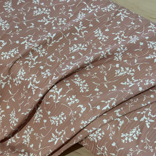 Amanda Floral in Copper on Unbrushed Rib Knit, Sold by the Half Yard