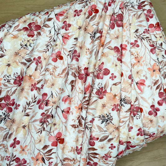 Cranberry Floral on Swiss Dot Knit, Sold by the Half Yard