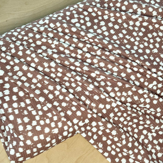 Smudged Dots in Umber on Unbrushed Rib Knit, Sold by the Half Yard