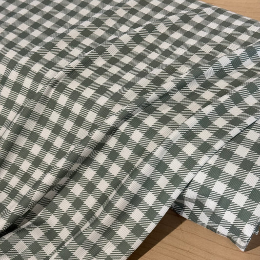 Gingham Plaid in Green on Jasper Rib Knit, Sold by the Half Yard