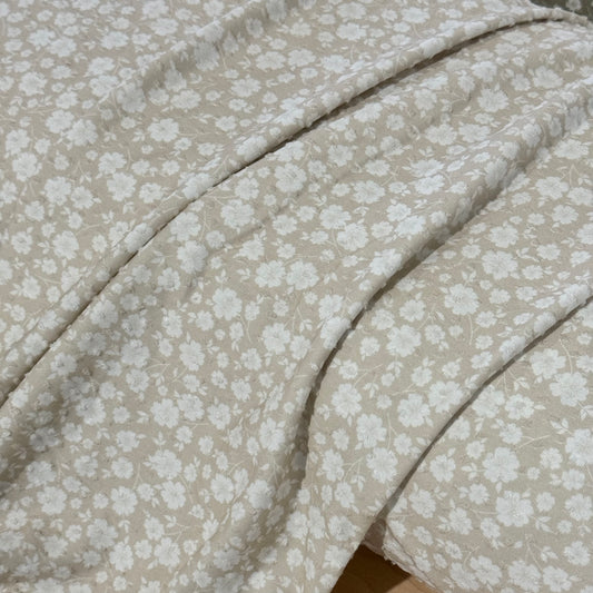 Averie Floral in Light Neutral on Swiss Dot Knit, Sold by the Half Yard