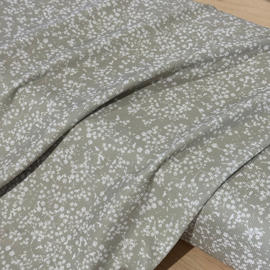 Gracie Floral in Sage on Jasper Rib Knit, Sold by the Half Yard