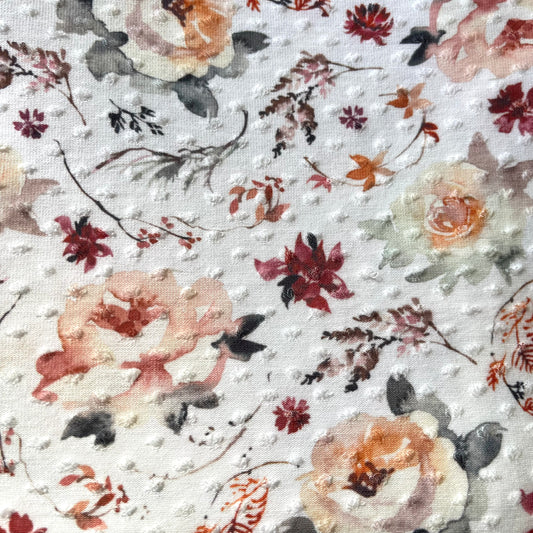 Sophia Floral on Swiss Dot Knit, Sold by the Half Yard