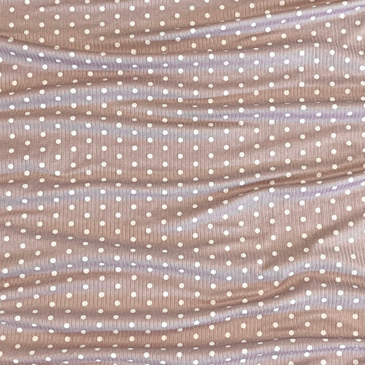 Polka Dots in Lilac on Brushed Rib Knit, Sold by the Half Yard